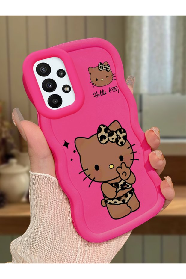 Samsung Galaxy A23 Compatible Case Camera Protector Red Silicone Couple Phone Case Kitty Pattern
