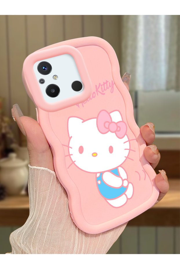 Redmi 11A Compatible Case Camera Protector Pink Silicone Couple Phone Case Kitty Pattern