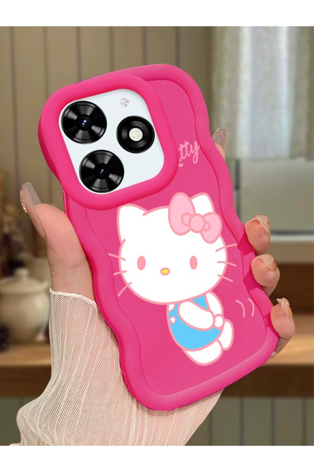 Tecno Spark 20 Compatible Case Camera Protector Red Silicone Couple Phone Case Kitty Pattern
