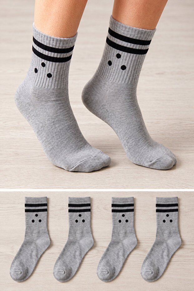 Women's Cotton Seamless Socks 4-Piece Long Socks College Socks