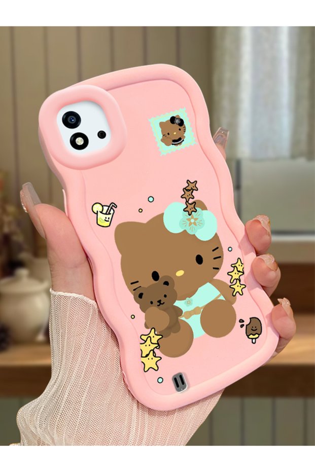 Realme C11 2021 Compatible Case Camera Protector Pink Silicone Couple Phone Case Kitty Pattern