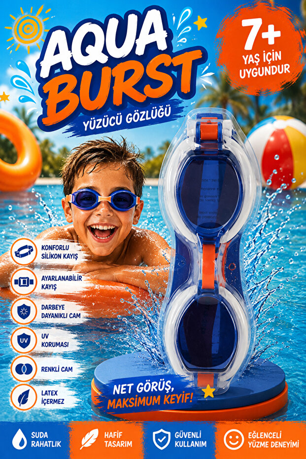 نظارات السباحة باللون الأزرق والبرتقالي من نوع Aqua Burst