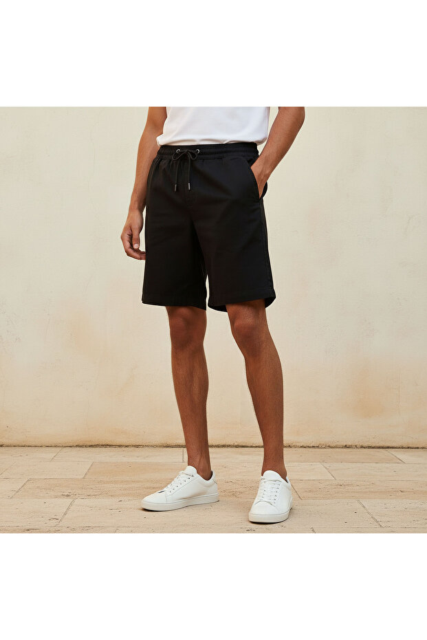 Men Regular Fit Bermuda Shorts Cotton