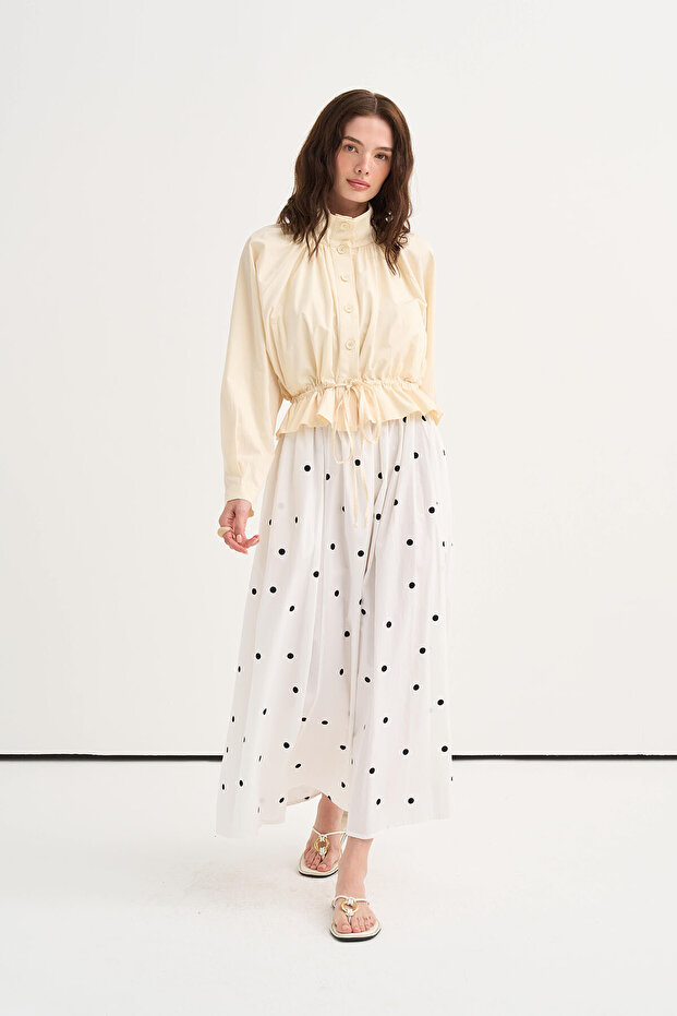 Gathered Detailed Poplin Skirt