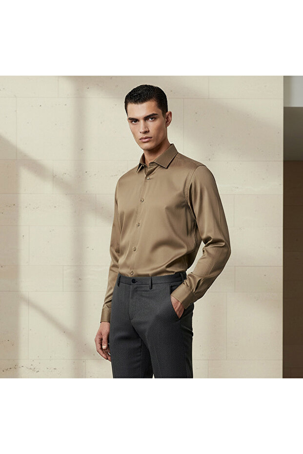 Men Regular Fit Collared Long Sleeve Shirt