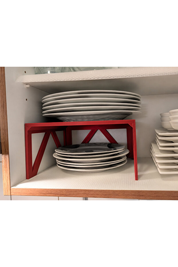 In-Cabinet Shelf Organizer Plate Stand, Kitchen Shelf Riser Organizer 25X23X13 cm