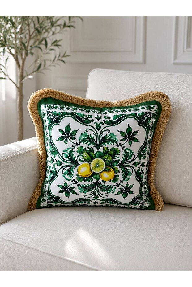 Amalfi Series, Suede Fringed Throw Pillow Cover