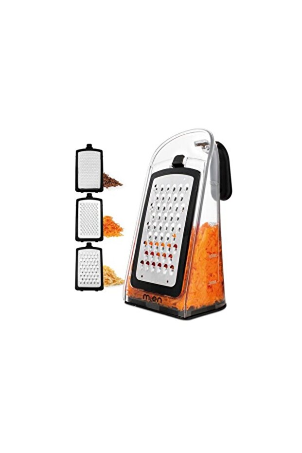 Stylish Black Grater Set with Container, 4 Pieces, Provides Practicality and Elegance.