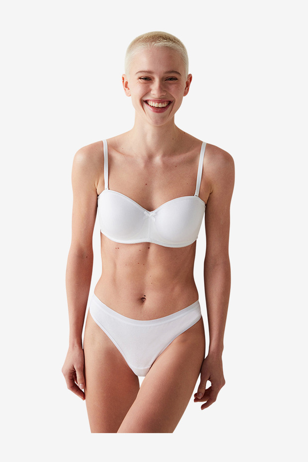 Women Lotus White Strapless Wired Bra