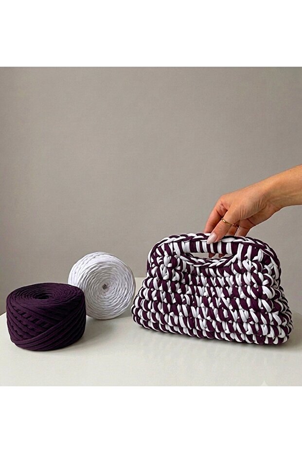 Combed Cotton Thread (300g Each, Total 600g) Color-White/Dark Purple