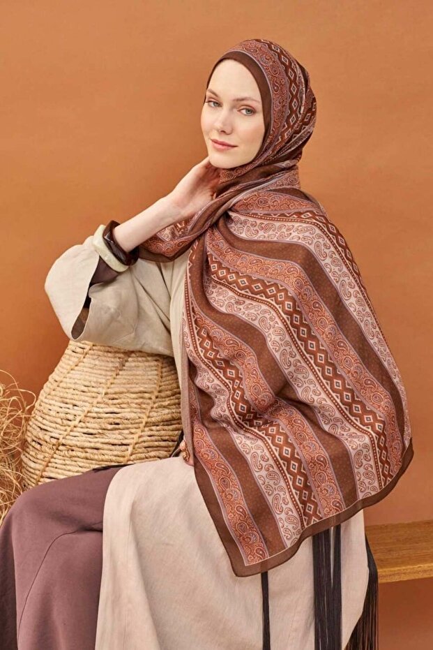 Riva Shawl Tencel Ethnic Way Brown