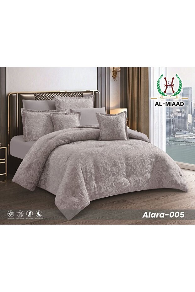 مفرش لارا جاكار مايكروفايبر صيفي نفر ونص 5 قطع – تصميم فاخر بملمس ناعم - لحاف لارا نفر ونص طقم 5 قطع - 140*200