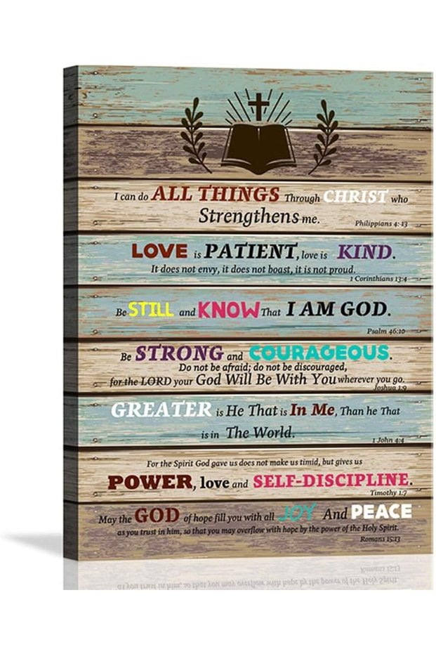 30x40 cm Gallery Wrapped Canvas Wall Art | Bible Verses Rustic Wood Sign | I Can Do All Things Through Christ | Christian Inspirational Wall Decor | Ready to Hang