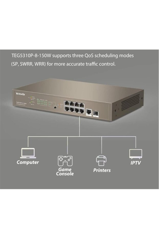 Tenda teg5310p-8-150w swt 9 10-100mbps +1 gigabit-sfp slots managed switch