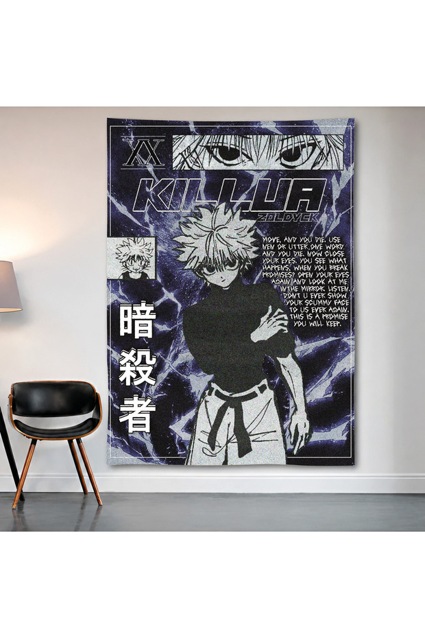 Hunter X Hunter Killua Zoldyck Wall Covering Wall Tapestry First Quality Satin Fabric Poster