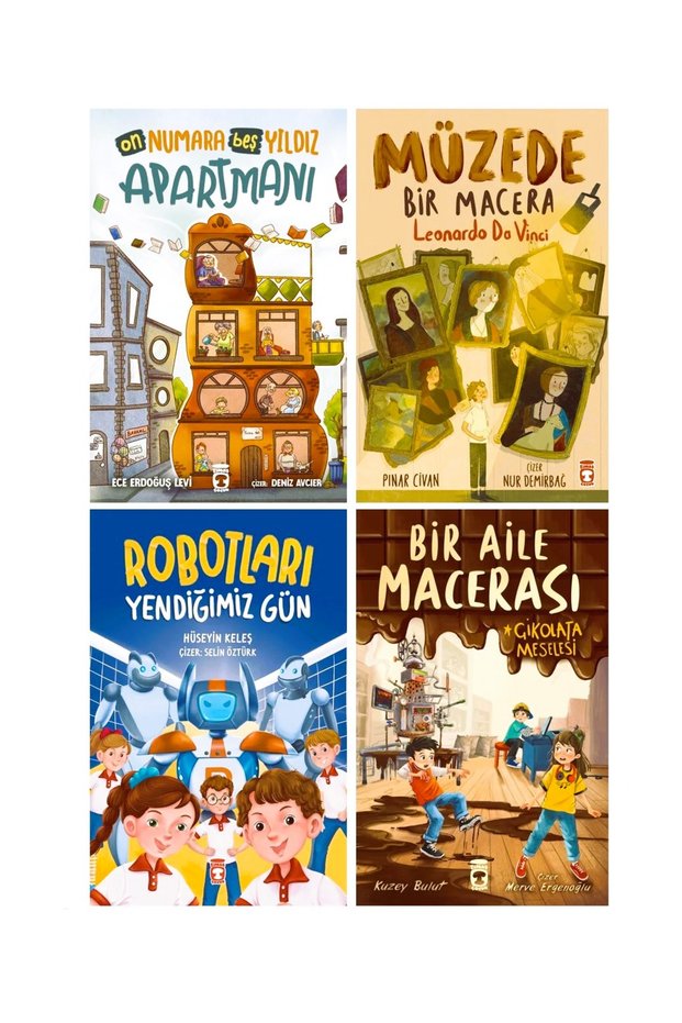 2 ve 3.Sınıf Okuma Seti On Numara Beş Yıldız Apartmanı Müzede Bir Macera Robotları Yendiğimiz Bir Aile Macerası Çikolata Meselesi 4 Kitap