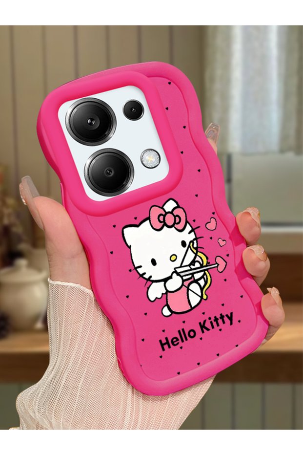 Redmi Note 13 Pro 4g Compatible Case Camera Protector Red Silicone Couple Phone Case Kitty Pattern
