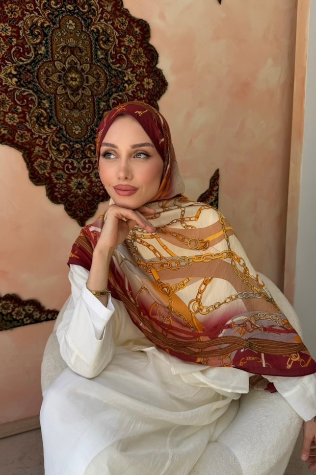 Plum Patterned Silk Shawl