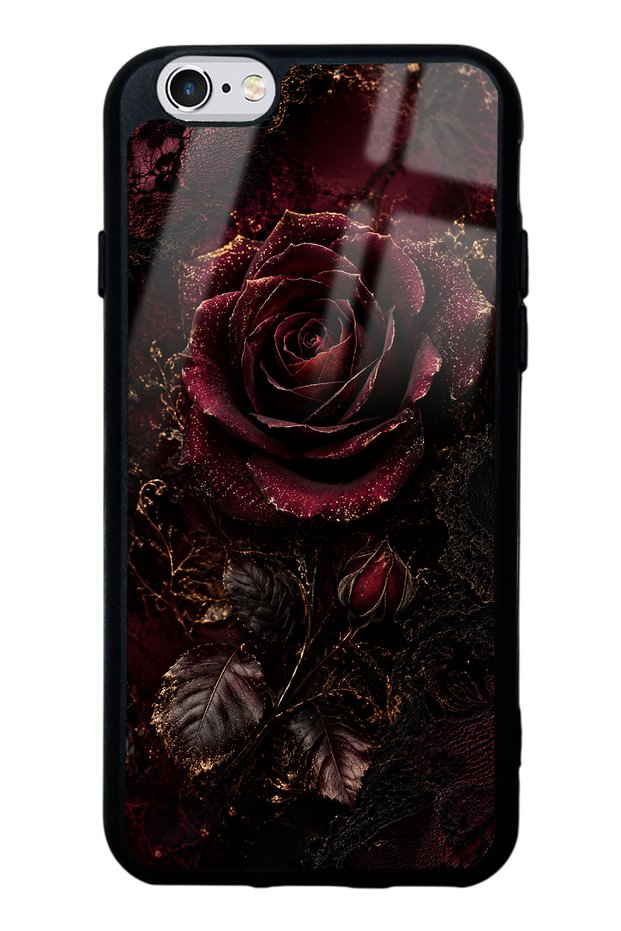iPhone 6S Glossy Phone Case with Midnight Velvet Rose Design