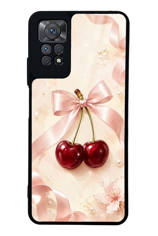 Xiaomi Redmi Note 11 Pro Glossy Phone Case with Cherry Pearl Ribbon Design