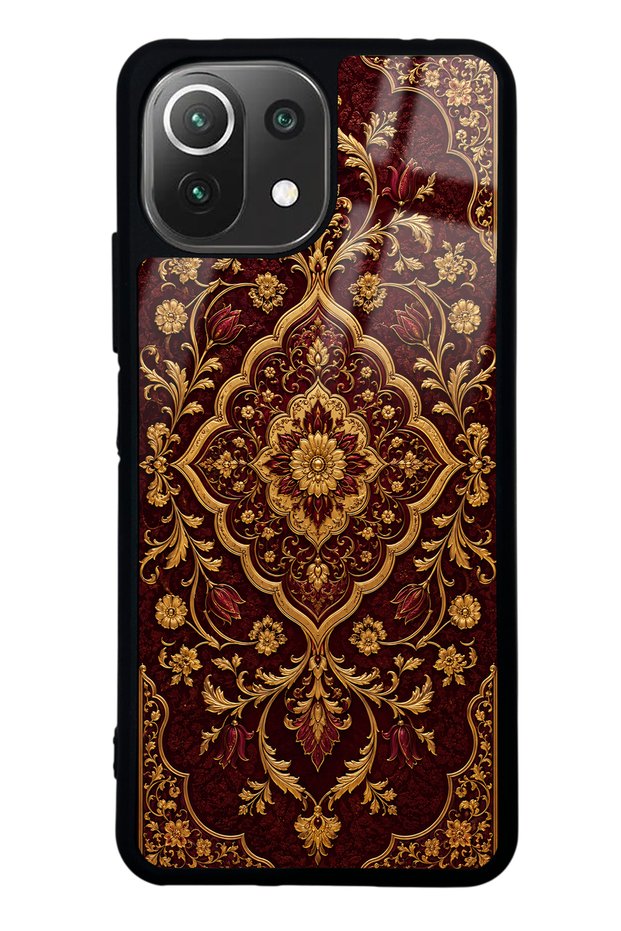 Xiaomi Mi 11 Lite Burgundy Ottoman Gold Design Glossy Phone Case