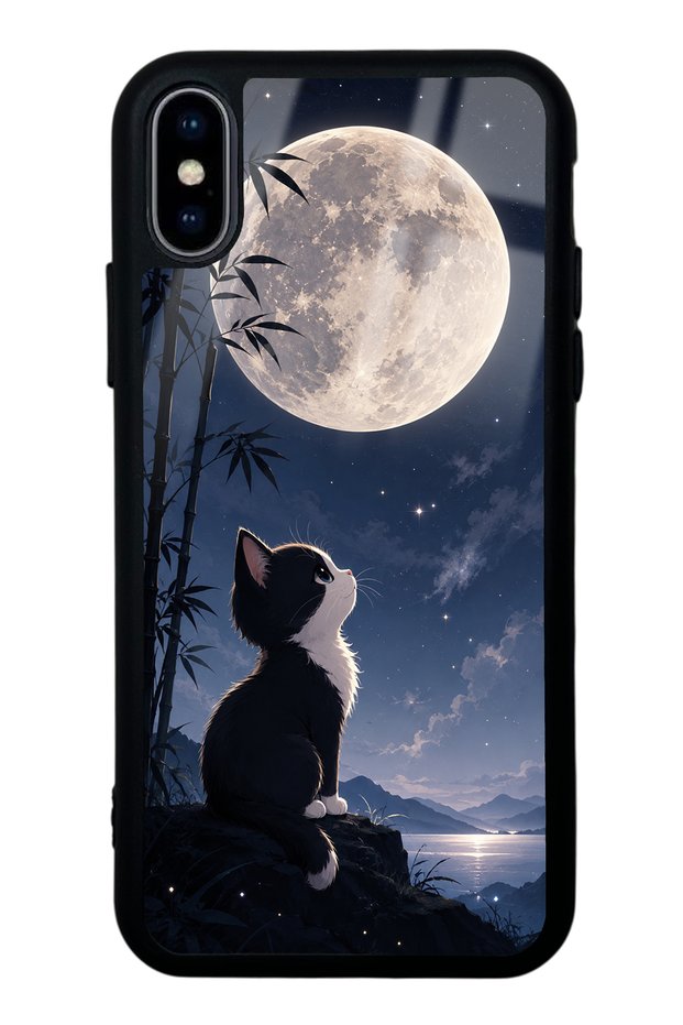 حافظة هاتف لامعة بتصميم Moon Guardian Kitty لهاتف iPhone X