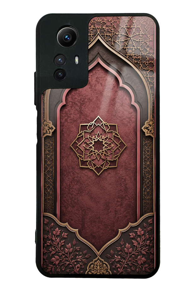 Xiaomi Redmi Note 12S Burgundy Glossy Phone Case with Ottoman Emblem Design