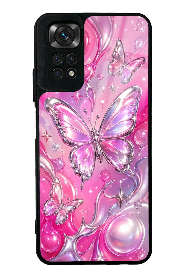 Xiaomi Redmi Note 11S Pink Prism Butterfly Design Glossy Phone Case