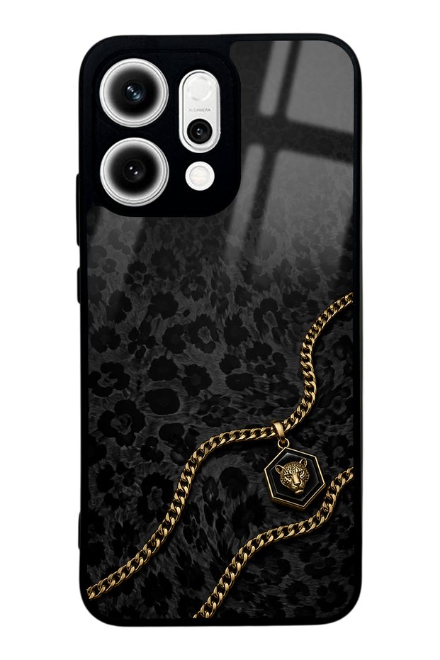 Oppo Reno 14 Black Panther Gold Design Glossy Phone Case