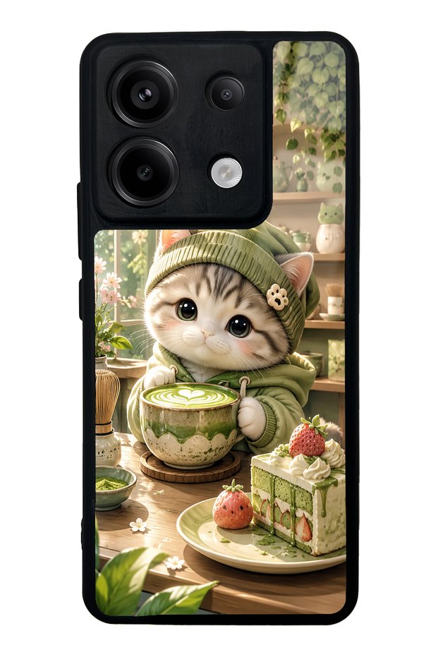 Xiaomi Redmi Note 13 Pro 5g Matcha Kitty Coffee Design Glossy Phone Case