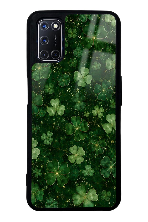 Oppo A52 Emerald Lucky Clover Design Glossy Phone Case