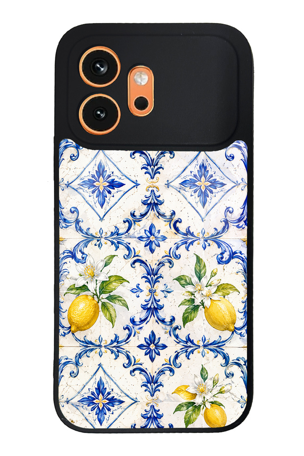 Honor 600 Glossy Phone Case with Sapphire Lemon Tiles Design