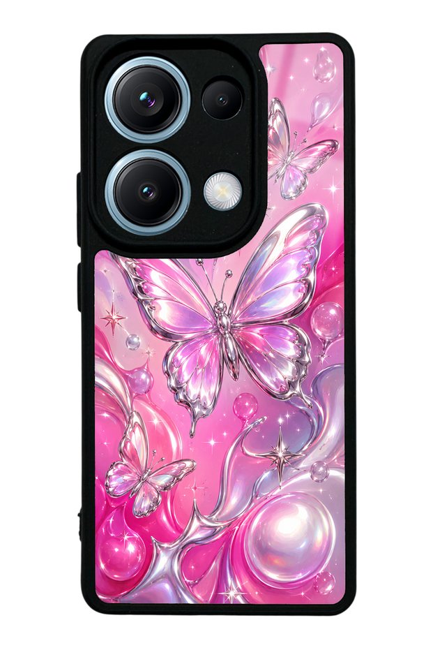 Xiaomi Redmi Note 13 Pro 4g Pink Prism Butterfly Design Glossy Phone Case