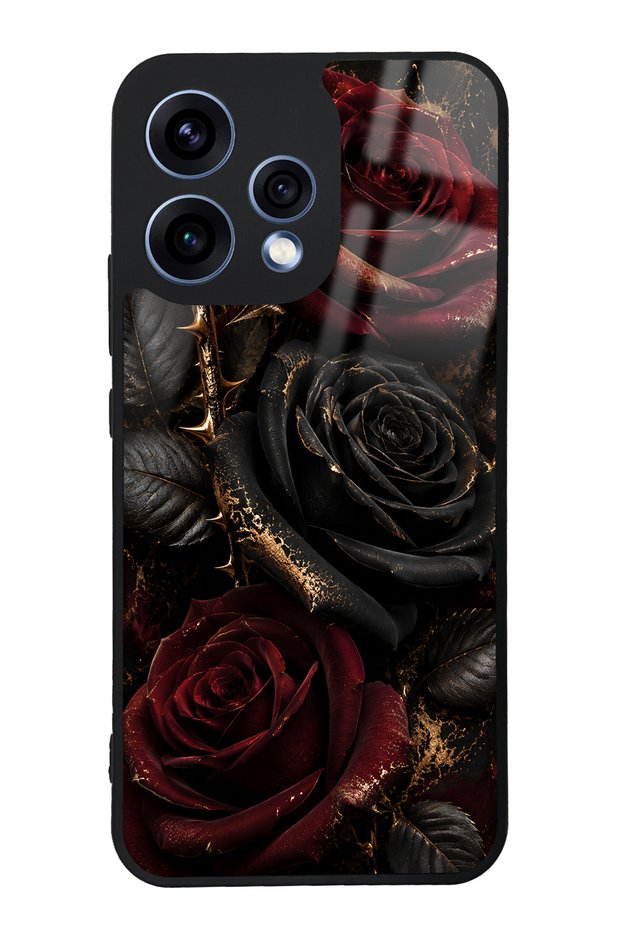 Oppo Reno 15 Obsidian Crimson Rose Design Glossy Phone Case