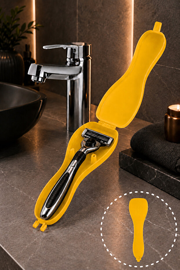 Shaving Razor Box - Travel Box - Shaving Kit Organizer - Shaving Box - Mustard Shaving Razor Container - Razor Box