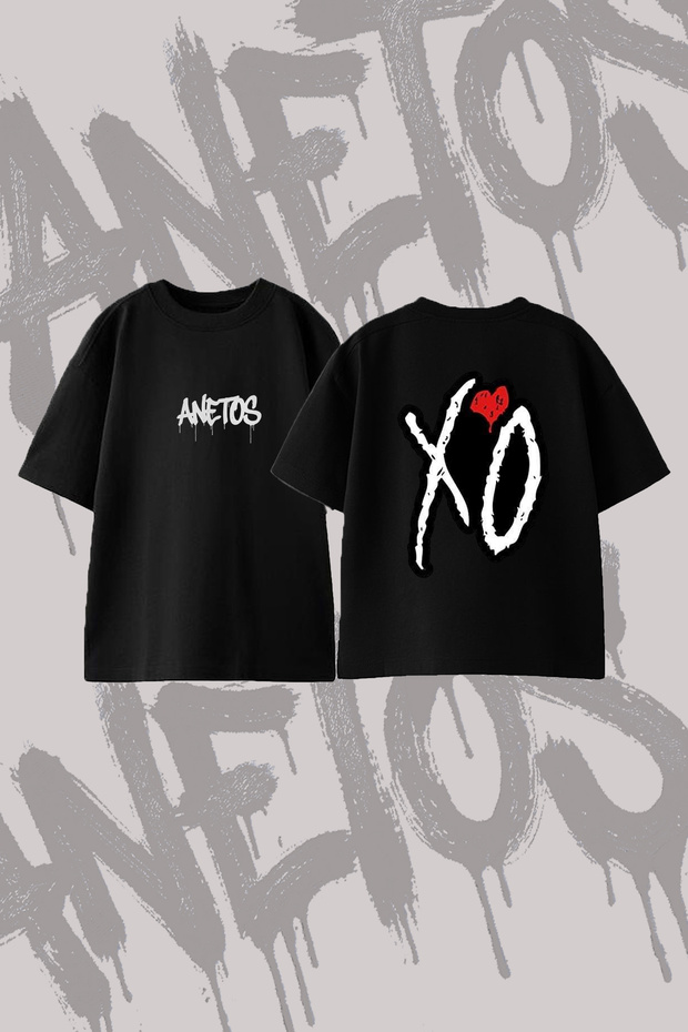 The Weeknd Xo_1 Design Back Printed Cotton Black Oversize T-Shirt