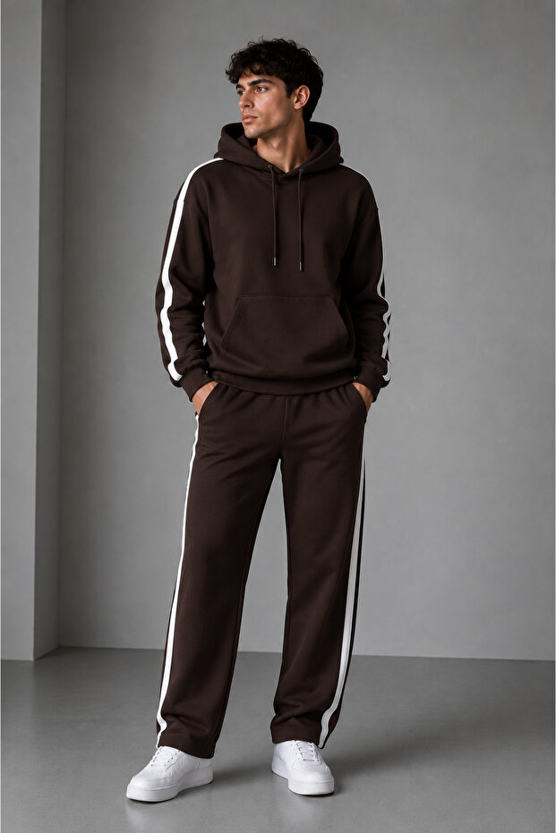 Men's Striped Detail Hooded Track Suit