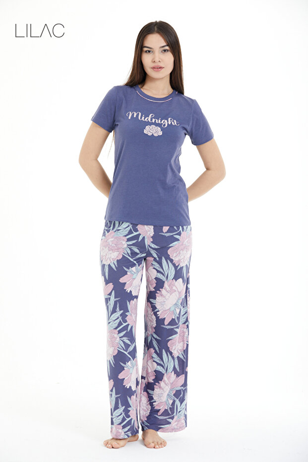 Women's Floral Patterned 100% Viscose Pajama Set