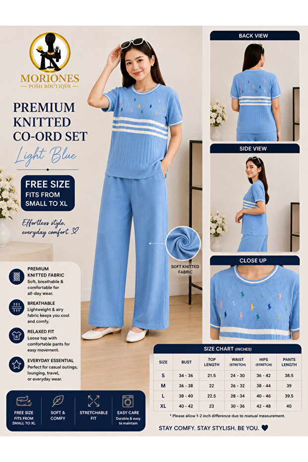MORIONES PREMIUM KNITTED COORD SET BLOUSE AND PANTS