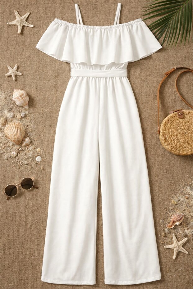 Girl's Jumpsuit Pants with Belt Tie