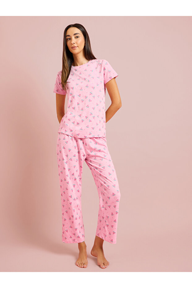 Pink Watermelon Print T-Shirt and Pyjama Set