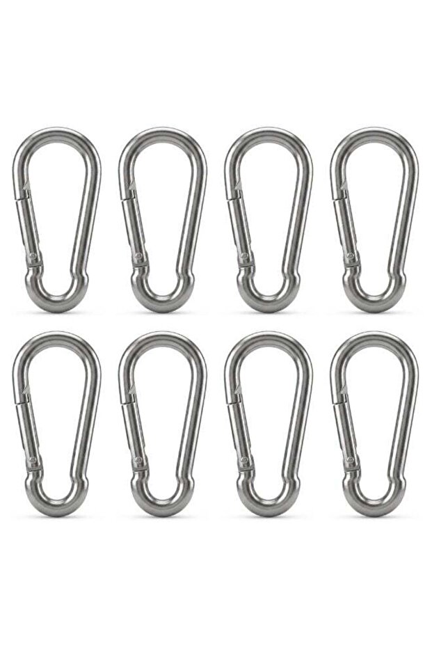 8Pcs 2.3 Inch Galvanized Steel Carabiner Clips, Silver, Spring Snap Hook for Dog Leash, Hammock, Aerial Yoga, Gym Pulldown Attachment, Exercise Machine, Heavy Duty