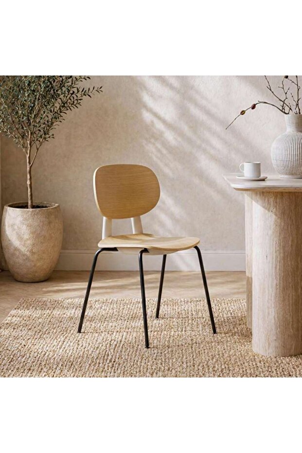 ELARIS DINING CHAIR - NATURAL & BLACK