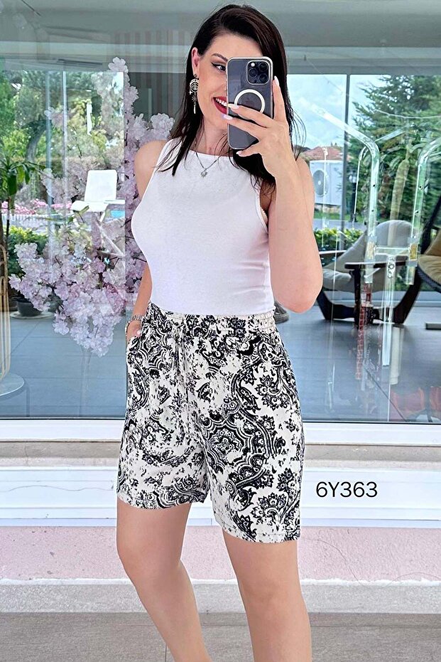 شورت فيسكوز بخصر مطاطي 6y363