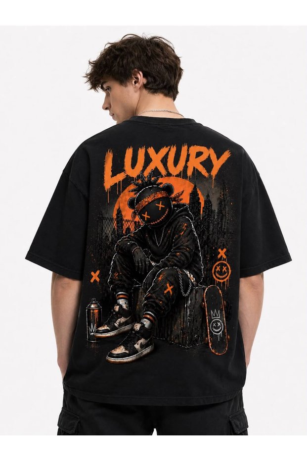 Street Luxury Graphic Printed Black Men's T-Shirt