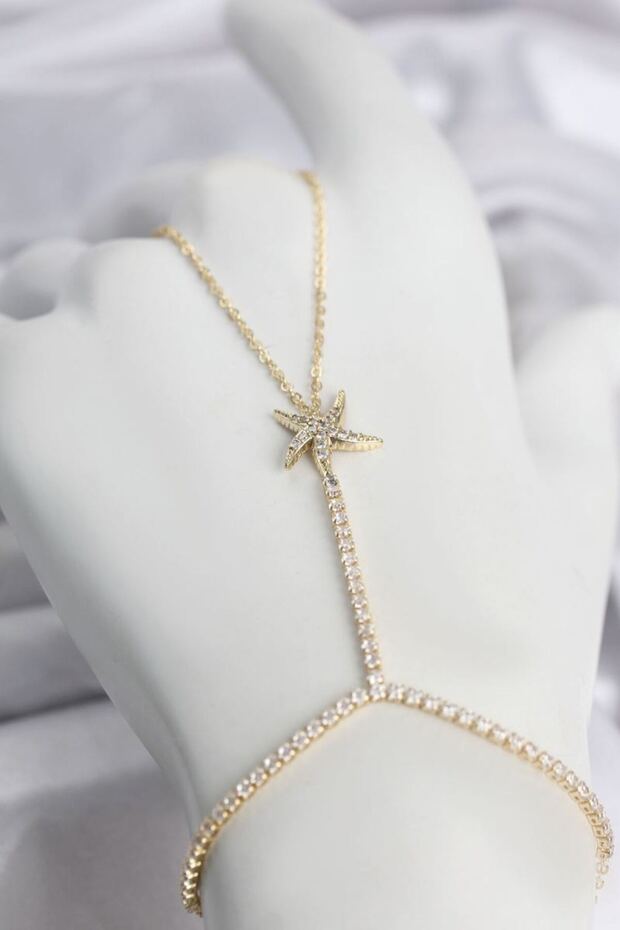 Gold Color Brass Zircon Stone Sea Star Model Shahmeran Tj-Sn791