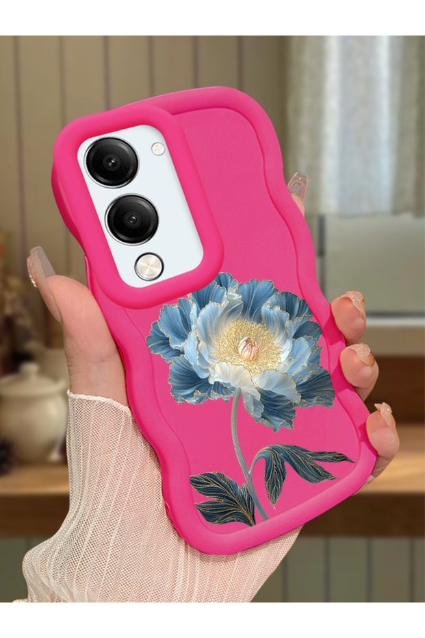 Vivo Y04S Compatible Case Camera Protector Red Silicone Couple Phone Case Floral Pattern