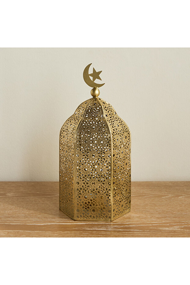 Crescent Lattice Metal Lantern - 30 cm