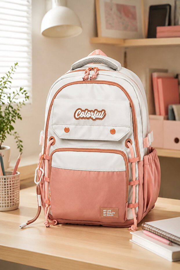 Girl's School Backpack with Powder Accessories for Middle School - High School