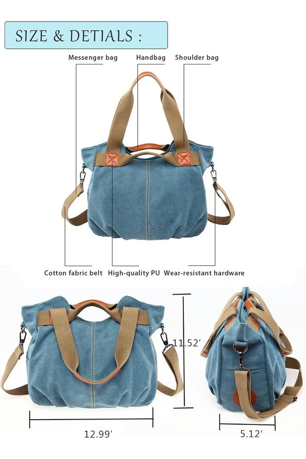 Chikencall Women Ladies Bags Vintage Hobo Canvas Daily Purse Shoulder Tote Shopper Handbag